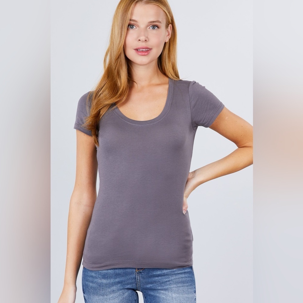 2/$5 Sale - Charcoal Short Sleeve Spandex Tee